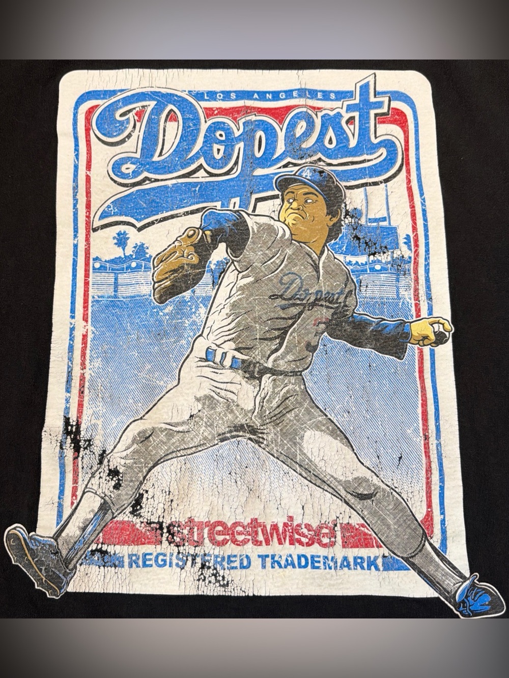 Streetwise Dodgers Men's “Dopest” Fernando Valenzuela Baseball Cotton T-Shirt 3X